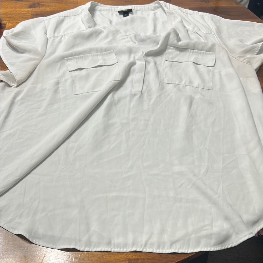 torrid White Short-Sleeve Pocket Blouse